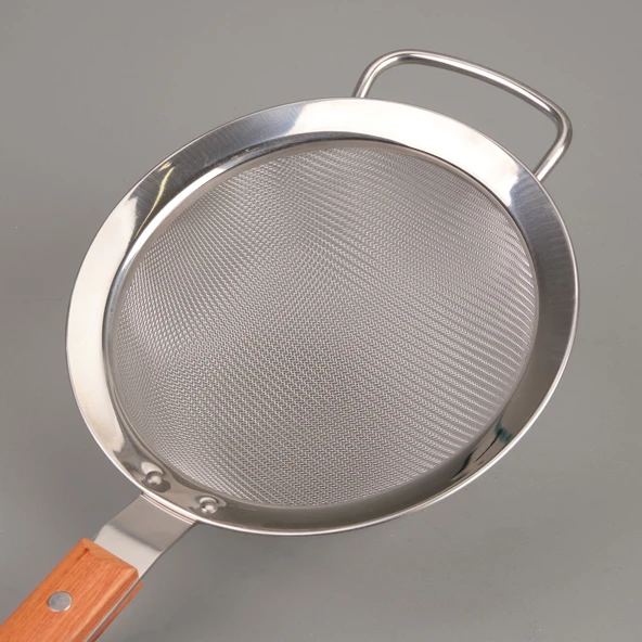 Ahşap Saplı Süzgeç - Gri / Kahverengi - 16 cm - 3