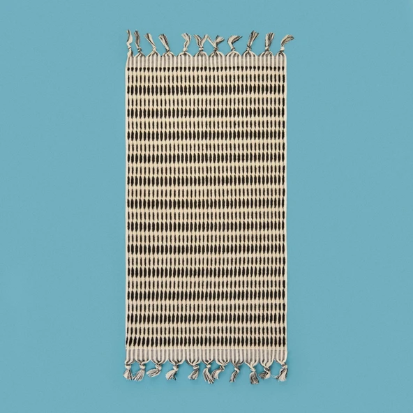 Soft Greta Yüz Havlusu - Ekru / Siyah - 50x90 cm - 3