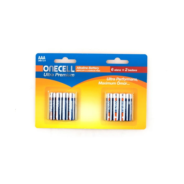 Ultra Premium Alkalin 1,5 V. 8'li AAA Boy Pil