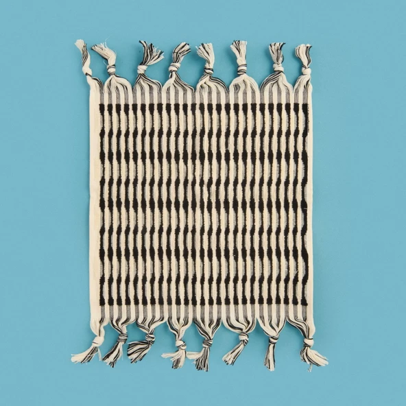 Soft Greta 2'li Havlu Seti - Ekru / Siyah - 30x30 cm - 2