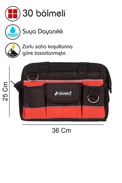 Alveta Profesyonel Hırdavat El Aletleri Tamir Bakım Onarım Takım Çantası M Boy Omuz Askılı 8684250501 - 3