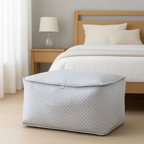 Home Puantiye Detaylı Küçük Boy Hurç - Gri - 52x28x21 cm