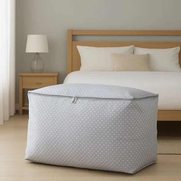 Home Puantiye Detaylı Büyük Boy Hurç - Gri - 74x46x46 cm ürün görseli