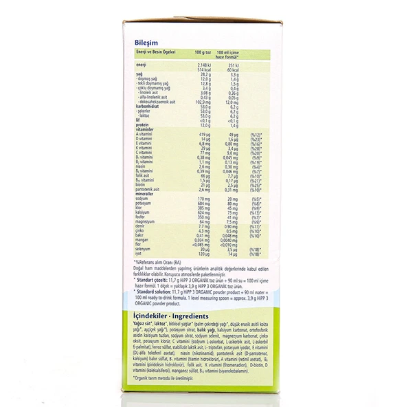 3 Organik Çocuk Devam Sütü 600 gr 1+ Yaş - 3