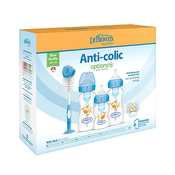 DB 3620 Geniş Ağız Anti-Kolik Options+ PP Biberon Mavi Hediye seti ürün görseli