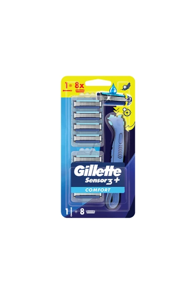 Gillette Sensor3 Plus Comfort Tıraş Makinesi + 8'li Yedek Başlık - 2