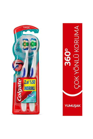 Colgate Diş Fırçası 360 Komple Ağız Temizliği Yumuşak 1+1 - 2