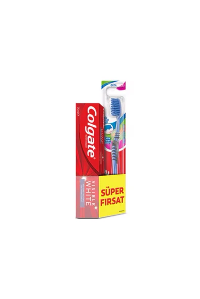 Colgate Diş Macunu Visible White 75 ml + Extra Clean Diş Fırçası Seti - 2