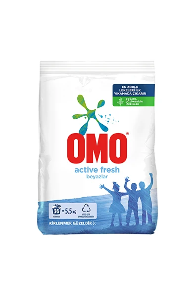Omo Active Fresh 5,5 kg Beyazlar - 1