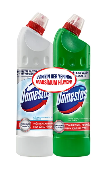 Domestos Ultra Çamaşır Suyu 750 ml Dağ Esintisi + 750 ml Kar Beyazı