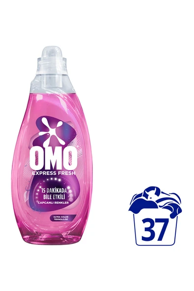 Omo Express Fresh Sıvı Bakım Deterjanı Capcanlı Renkler Renkli ve Siyahlar 37 Yıkama 1480 ml - Resim 2
