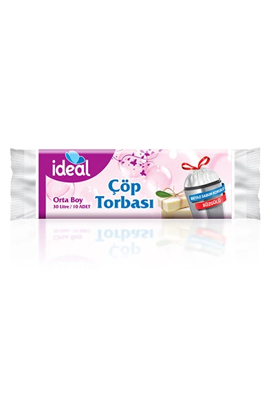 İdeal Büzgülü Çöp Torbası Beyaz Sabun Kokulu Orta Boy 10'lu