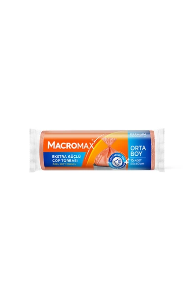 Macromax Extra Güçlü Çöp Torbası Orta Boy 15'li - 2