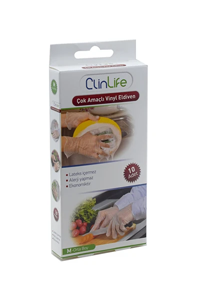 Clinlife Çok Amaçlı Vinyl Eldiven 10'lu Orta