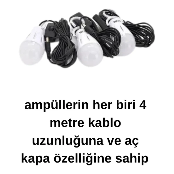 Taşınabilir Güneş Enerjili Aydınlatma Sistemi – Solar Panel, USB Şarj, Fan, Bluetooth, Radyo, 3 Ampullü Kamp Feneri - 6