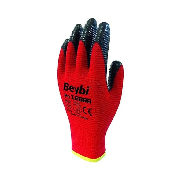 Beybi Nitril Poly Pnzebra 10 Beden Kırmızı Siyah Eldiven 12'li Paket - 2