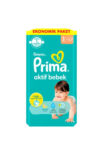 Prima Ekonomik Paket (3) Midi 6-10 kg 62 Adet Bebek Bezi ürün görseli