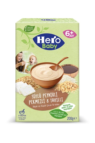 Hero Baby Sütlü 8 Tahıllı Peynirli Pekmezli Kaşık Maması 200 g Mama - 2