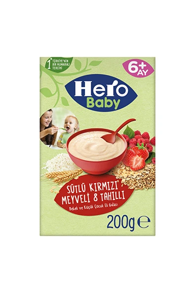 Hero Baby Sütlü Kırmızı Meyveli 8 Tahıllı Kaşık Maması 200 g