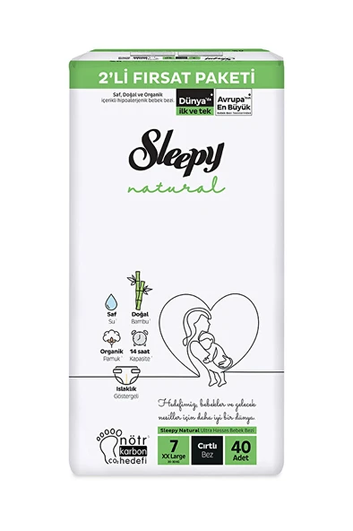 Sleepy Natural 2'li Fırsat Paketi Xxl (7) 40 Adet Bebek Bezi