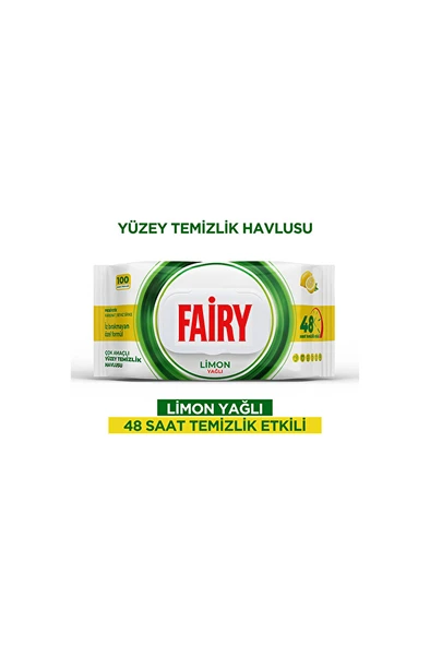Fairy Yüzey Temizleme Havlusu Limon Yağlı 100'lü