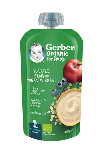 Gerber Organik Yulaflı Elma ve Yaban Mersini 110 g