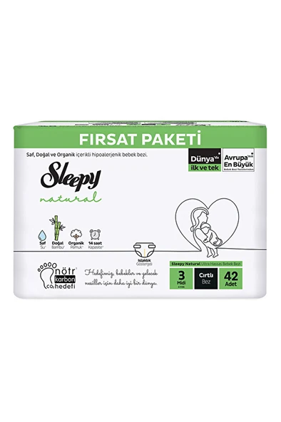 Sleepy Natural Fırsat Paketi Midi (3) 42 Adet Bebek Bezi ürün görseli