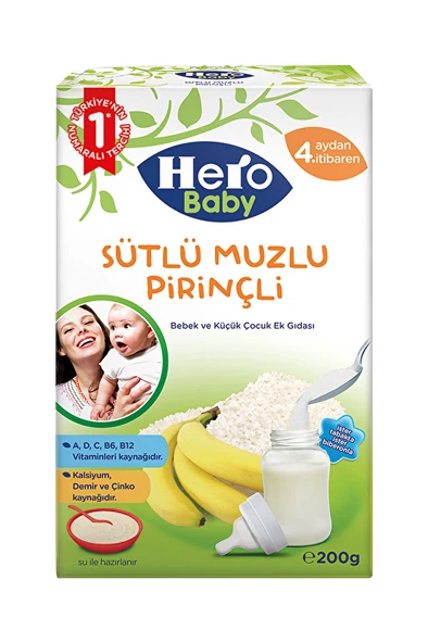 Hero Baby Sütlü Muzlu Pirinçli Kaşık Maması 200 g Mama