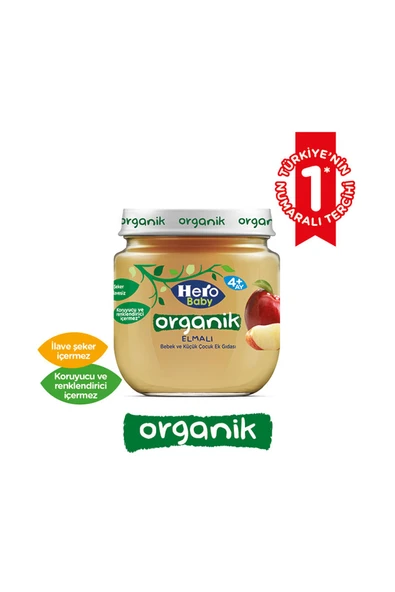 Hero Baby Organik Elmalı Kavanoz Maması 120 g - 2