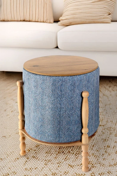 Ahşaplı Sehpa/Puf Çift Taraflı Orella WellGri ürün görseli