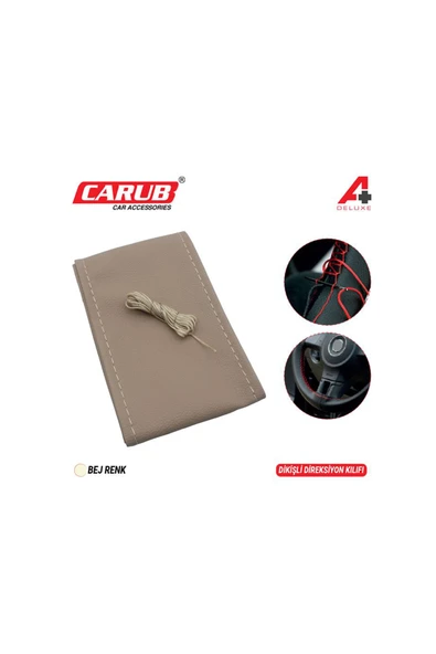 Carub Direksiyon Kılıfı İğneli 38cm Delüx Bej Dikişli - 2