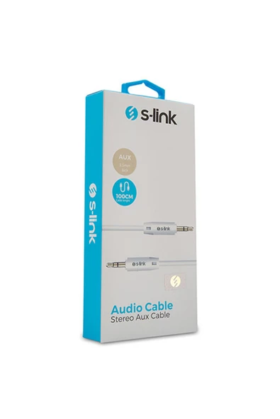 S-link SL-SP70 1m Beyaz 3.5mm Stereo Ses Kablosu - 2
