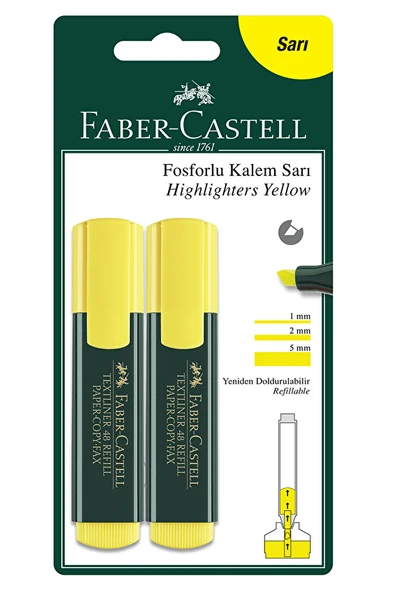 Faber Castell 2'li Fosforlu Kalem (2 Sarı)