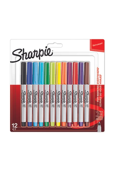 Sharpie Ultra Fine, Süper ince metal çerçeveli uç, 12'li Karisik