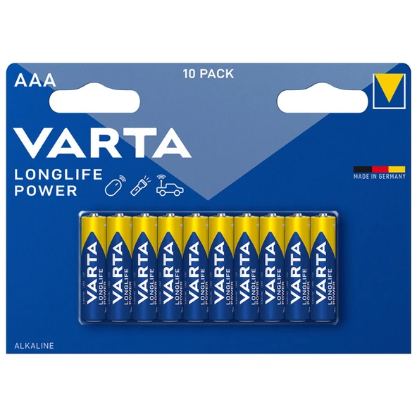 Varta Longlife Power AAA İnce Kalem Pil 10'lu Paket (Alkalin)