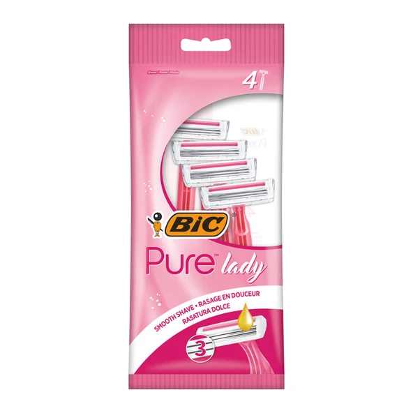 Bic Pure 3 Lady 3 Bıçaklı Kadın Tıraş Bıçağı 4'lü ürün görseli 1