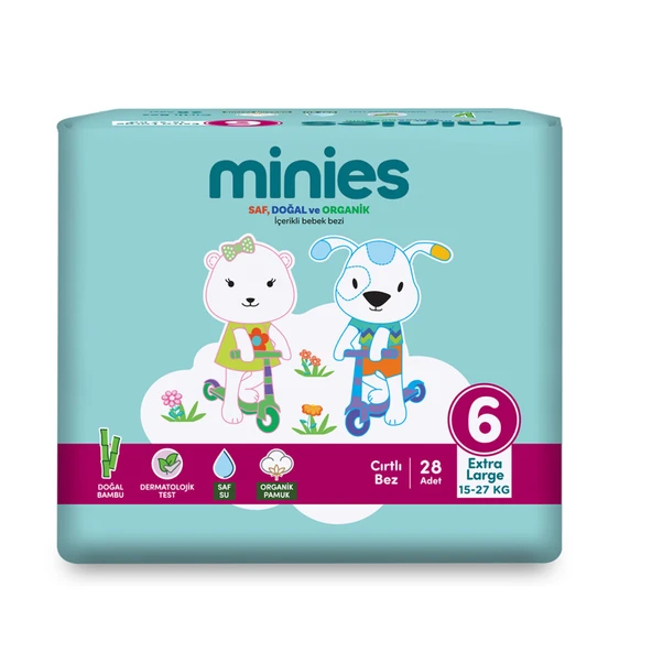 Minies Bebek Bezi Extra Large 6 Beden 15-27 Kg 28'li ürün görseli
