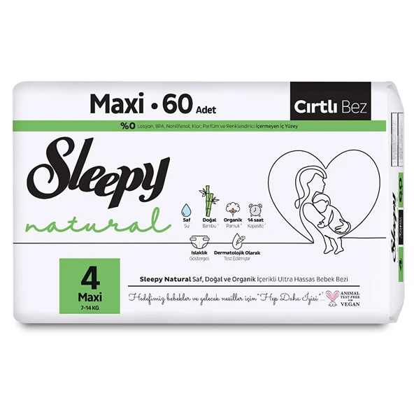 Natural Maxi 4 Beden Bebek Bezi 7-14 kg 60 Adet ürün görseli