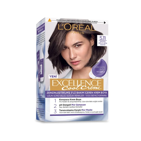L’Oréal Paris Excellence Cool Creme Saç Boyası – 5.11 Ekstra Küllü Açık Kahve