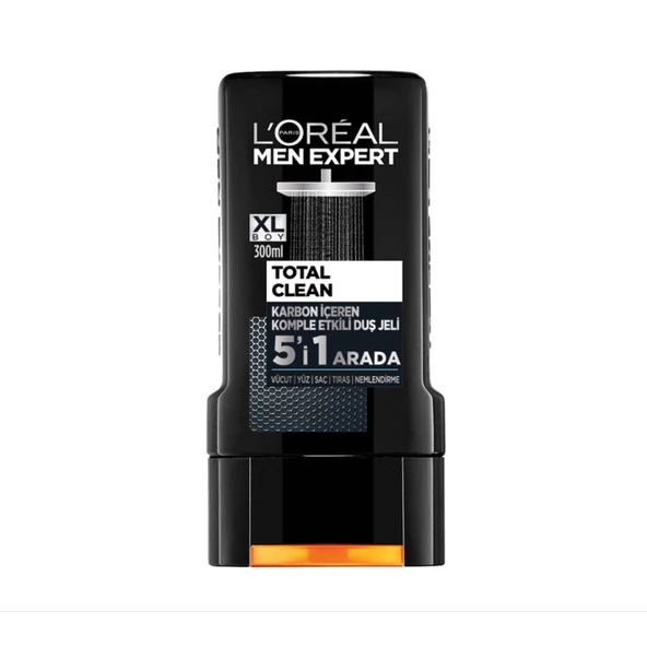 L'Oréal Paris Men Expert Total Clean 5'İ 1 Arada Kömürlü Duş Jeli 300 Ml