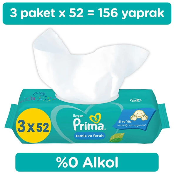 Temiz ve Ferah Bebek Islak Mendil 3x52 Adet - 2