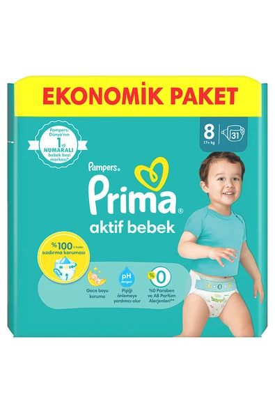 Prima Ekonomik Paketi (8) 17 + kg 31 Adet Bebek Bezi - Resim 2