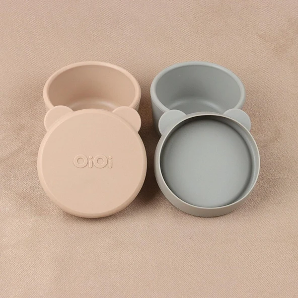 Silikon Kapaklı Mini Kase 2'li Bubble Beige /Gri - 2