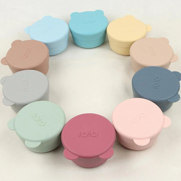 Silikon Kapaklı Mini Kase 2'li Pinky Pink-Gri - 3