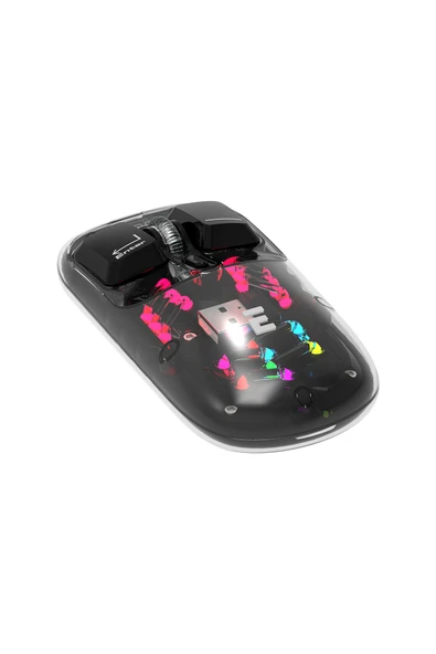 Everest SM-BT89 OPAL Şarj Edilebilir Sessiz Siyah Transparan RGB 2in1 2BT ve 2.4GHz Kablosuz Mouse - 2