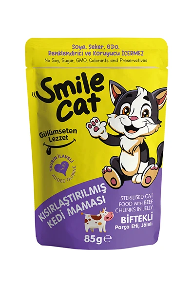 Smilecat Pouch Kısır Kedi Biftekli 85G