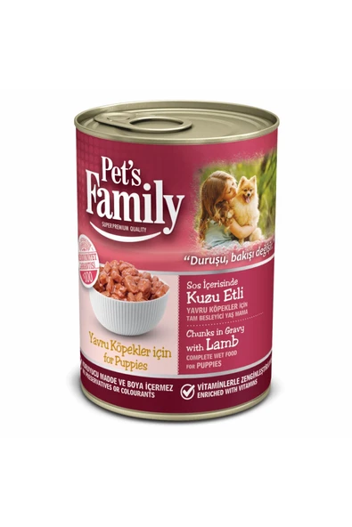 Pets Family Konserve Yavru Köpek Kuzu Etli 400g - 2