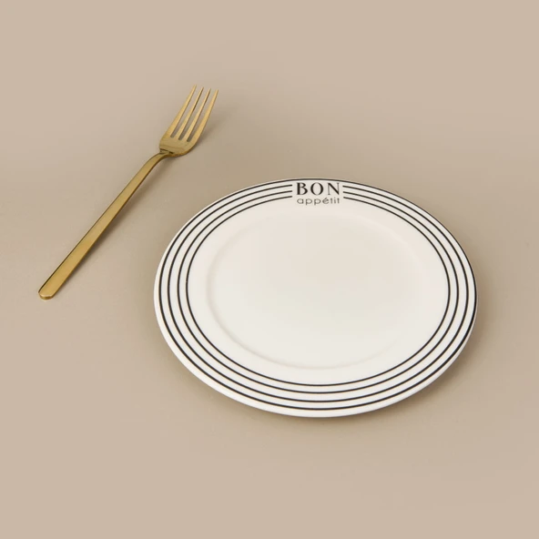 Kitchen Elegant Curves Porselen Pasta Tabağı - Siyah / Beyaz - 20 cm - 2