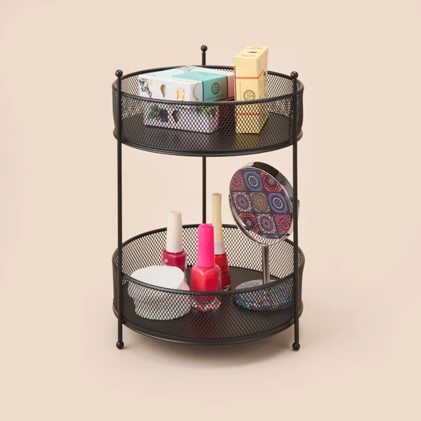 Bath İki Katlı Fileli Organizer - Siyah - 28x20 cm - Resim 2