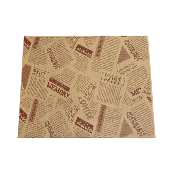 50'li Vintage Gazete Desenli Sunum Kağıdı - Kahverengi - 28x38 cm - Resim 2